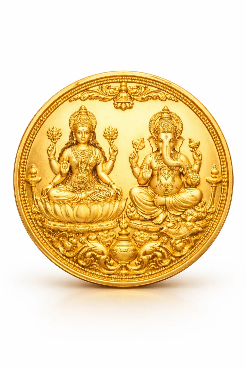 24K Gold Lakshmi Ganesh Coin